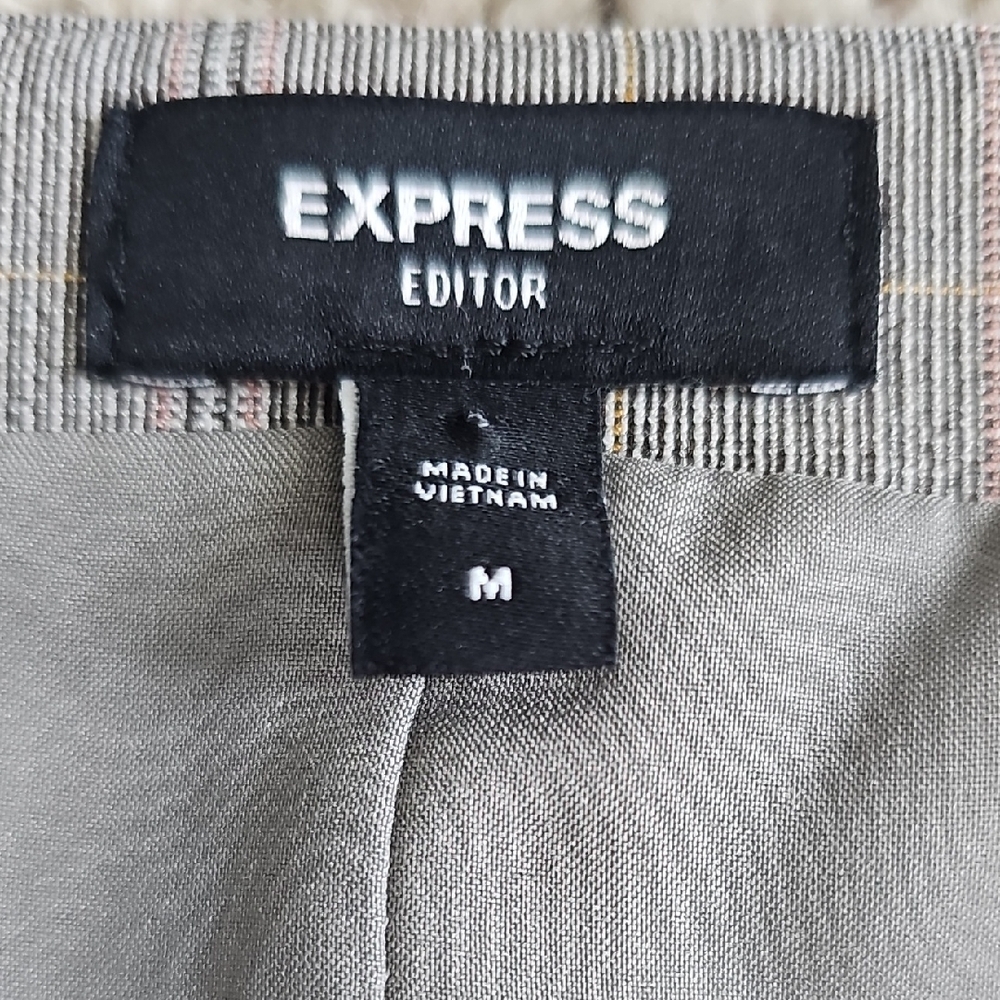 Express sz M gray plaid button-up vest - Picture 5 of 13